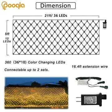 Warm White Net Lights - 360 LED 21ft x 5ft Connectable Plug in Modes for Bushes Halloween Yard Garden Party Decor