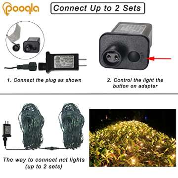 Warm White Net Lights - 360 LED 21ft x 5ft Connectable Plug in Modes for Bushes Halloween Yard Garden Party Decor