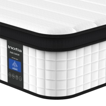 Inofia Twin Mattress, 12 Inch Hybrid Innerspring Single Mattress Cool Bed with Breathable Soft Knitt...