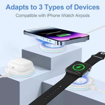 3 in 1 Magnetic Wireless Charger 18W Fast Mag-Safe Phone Charger, LED Wireless Charging Pad with 18W...