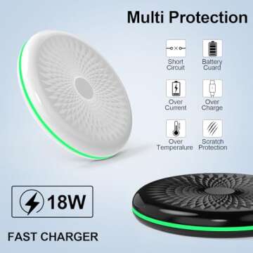 3 in 1 Magnetic Wireless Charger 18W Fast Mag-Safe Phone Charger, LED Wireless Charging Pad with 18W Adapter for iPhone 12-16 Series AirPods 3/2/Pro and Apple Watch Ultra 10 9 8 7 6 5 4 (White)