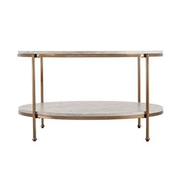 Silas Round Faux Stone Coffee Table for Chic Living