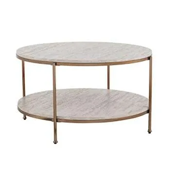 Silas Round Faux Stone Coffee Table for Chic Living