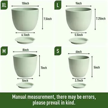 Whonline Plastic Planter 10/9/8/6 Inch Flower Pot Indoor Plastic Pots for Plants with Drainage Hole ...