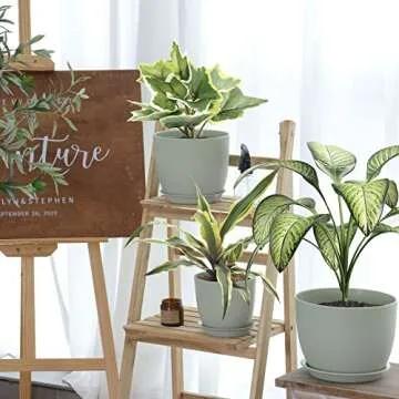 Whonline Plastic Planter Set - 10/9/8/6 Inch Flower Pots