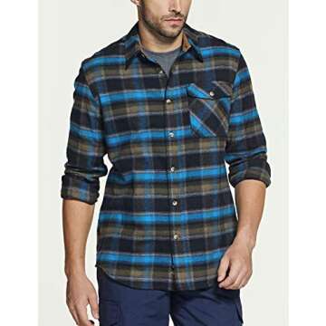 CQR Men's All Cotton Flannel Shirt, Long Sleeve Casual Button Down Plaid Shirt, Brushed Soft Outdoor Tactical Work Shirts, Plaid River, Medium