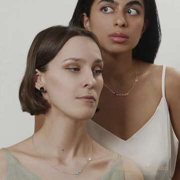 Personalized Birthstone Necklace Custom Family Jewelry with Initials, Friendship Gift for Women, Bes...