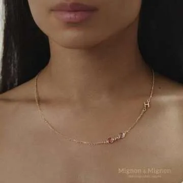 Personalized Birthstone Necklace Custom Family Jewelry with Initials, Friendship Gift for Women, Best Friend or Bridesmaid Mother's Day Gift for Her with Birth Month Gemstones – SIN-2HBS-NECK