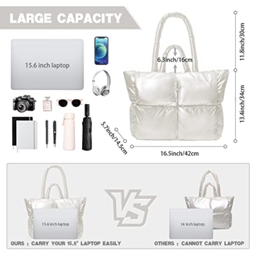 VINMIWE Stylish Puffer Tote Bag for Women, Eco-friendly and Chic