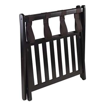 Winsome Reese Luggage Rack with Shelf, Solid Wood, for Guest Room, Bedroom, Hotel, Foldable, with Ex...