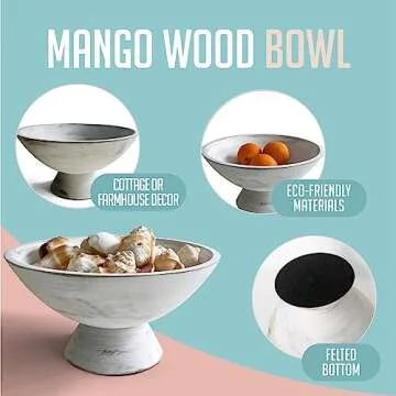 Fairwood Way White Fruit Bowl - Elegant 10 Inch Centerpiece