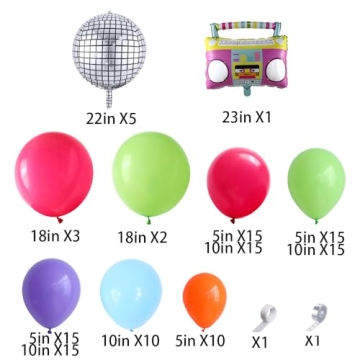 Disco Balloon Arch Kit for 80s 90s Parties