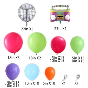Disco Balloon Arch Kit for 80s 90s Parties