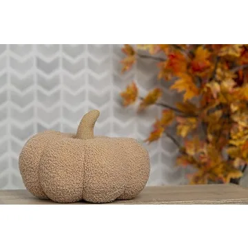 Cozy Pearhead Sherpa Pumpkin Pillow for Fall Decor