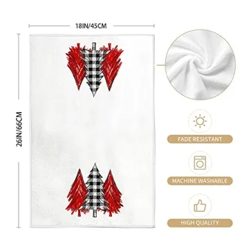 Christmas Kitchen Towels Black Plaid Ultra Absorbent