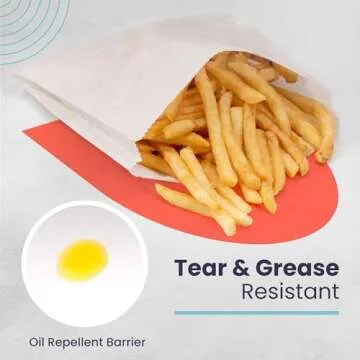 Fit Meal Prep 200 Pack Paper Sandwich Bags 7 x 6”, Greaseproof Paper Snack Bags, Food Grade Pastry Bag, Recyclable Small Paper Bags, Cookie Sleeves, Food Packaging for Bakery, Donuts