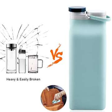 E-Senior Collapsible Water Bottle BPA Free - 20 oz Foldable Water Bottle for Travel Sports Bottles with Triple Leak Proof Lightweight (Blue)