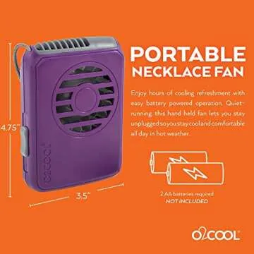 O2COOL Portable Necklace Fan for Ultimate Cooling
