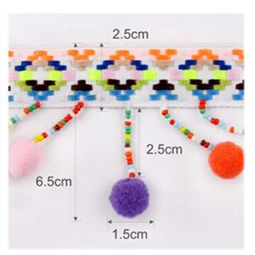 Ancefine Pom Poms Tassel Trim - Colorful 5 Yard Craft Decoration