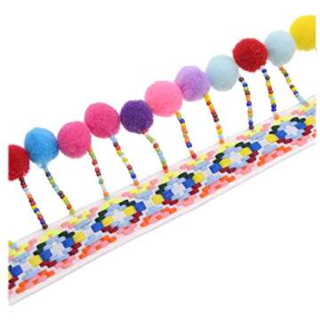Ancefine Pom Poms Tassel Trim - Colorful 5 Yard Craft Decoration