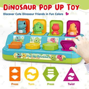 Pop Up Toys, Cause and Effect Baby Dinosaur Toys, Educational Toys for 1 Year Old Boy, Baby Girl Toy...