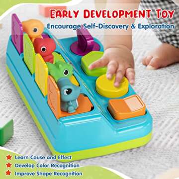 Pop Up Toys, Cause and Effect Baby Dinosaur Toys, Educational Toys for 1 Year Old Boy, Baby Girl Toys 12-18 Months, Infant Toys 6-12 Months Developmental 7 8 9 10 11 Month Old Toys