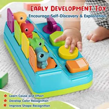 Pop Up Toys, Cause and Effect Baby Dinosaur Toys, Educational Toys for 1 Year Old Boy, Baby Girl Toys 12-18 Months, Infant Toys 6-12 Months Developmental 7 8 9 10 11 Month Old Toys