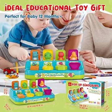 Pop Up Toys, Cause and Effect Baby Dinosaur Toys, Educational Toys for 1 Year Old Boy, Baby Girl Toys 12-18 Months, Infant Toys 6-12 Months Developmental 7 8 9 10 11 Month Old Toys