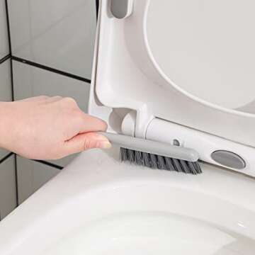 Cq acrylic Toilet Brush and Plunger Set,Toilet Plunger and Brush Combo Bathroom Deeply Cleaning Tools,Bathroom Toilet Bowl Brush with Holder(Grey 1 Set)