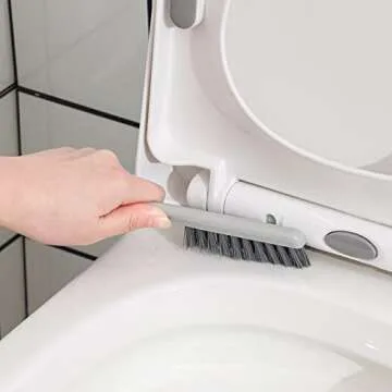 Cq acrylic Toilet Brush and Plunger Set,Toilet Plunger and Brush Combo Bathroom Deeply Cleaning Tools,Bathroom Toilet Bowl Brush with Holder(Grey 1 Set)