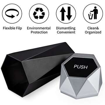 JUSTTOP Car Trash Can with Lid, Mini Diamond Design Portable Trash Can, Plastic Material and Multipu...