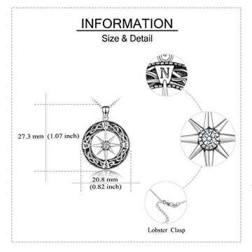 ONEFINITY Compass Necklace Sterling Silver Celtic Knot Necklace Graduation Friendship Talisman Travel Necklace Inspirational Graduation Gift Jewelry Gifts for Women