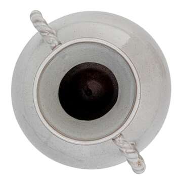 Bloomingville 9.25 Inches Stoneware Vase with Twisted Handles and Reactive Glaze, Cream Color