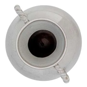 Bloomingville 9.25 Inches Stoneware Vase with Twisted Handles and Reactive Glaze, Cream Color