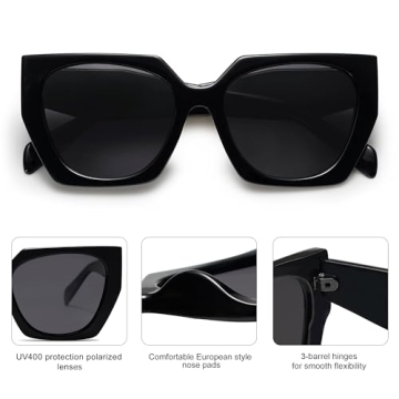 SOJOS Trendy Oversized Polarized Cateye Sunglasses