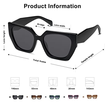 SOJOS Trendy Oversized Polarized Cateye Sunglasses