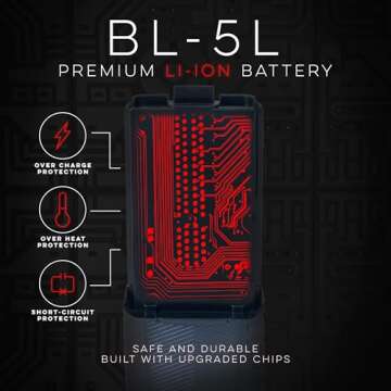 BTECH BL-5L 3800mAh USB-C Charging Li-ion Battery Pack, High Capacity Extended Battery for UV-5X3, BF-F8HP, and BaoFeng UV-5R Series Radios (BL-5 Battery Series)