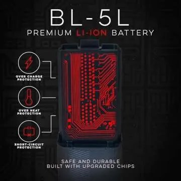 BTECH BL-5L 3800mAh USB-C Charging Li-ion Battery Pack, High Capacity Extended Battery for UV-5X3, BF-F8HP, and BaoFeng UV-5R Series Radios (BL-5 Battery Series)