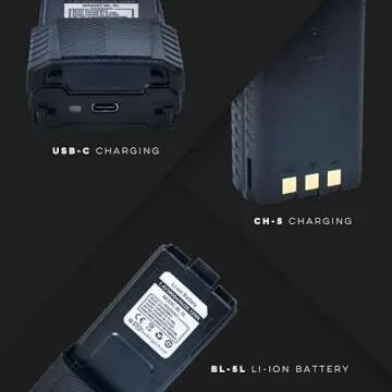 BTECH BL-5L 3800mAh USB-C Charging Li-ion Battery Pack, High Capacity Extended Battery for UV-5X3, BF-F8HP, and BaoFeng UV-5R Series Radios (BL-5 Battery Series)