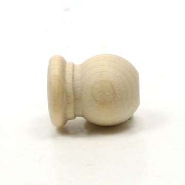 Finial Dowel Cap - Unfinished Maple for Crafts - 12 Pack