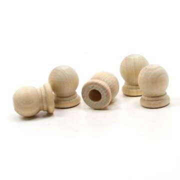 Finial Dowel Cap - Unfinished Maple for Crafts - 12 Pack