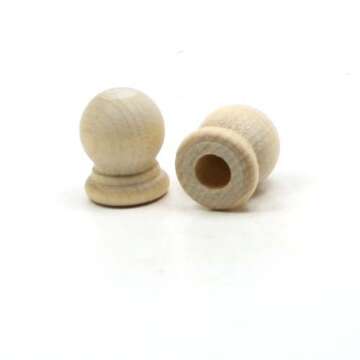 Finial Dowel Cap - Unfinished Maple for Crafts - 12 Pack
