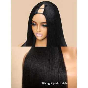 UNICE Kinky Straight V Part Wig Human Hair No Leave Out Glueless Upgrade U Part Wig Human Hair Clip in Wigs Beginner Friendly No-Sew In No Glue 20 inch