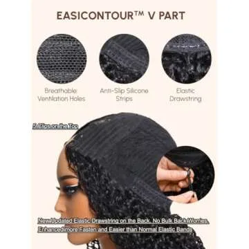 UNICE Kinky Straight V Part Wig Human Hair No Leave Out Glueless Upgrade U Part Wig Human Hair Clip in Wigs Beginner Friendly No-Sew In No Glue 20 inch