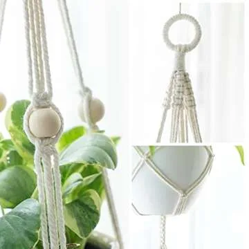 Mkono Macrame Plant Hanger 49" for Indoor Outdoor Use