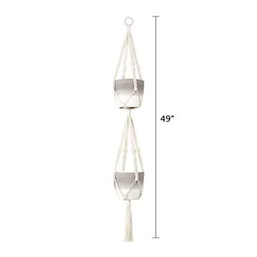 Mkono Macrame Plant Hanger 49" for Indoor Outdoor Use