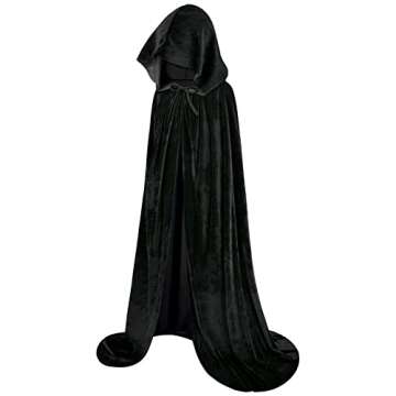 Sarfel Hooded Cloak Velvet Cape with Hood Halloween Capes Women Witch Costume Vampire Cloak Wizard R...