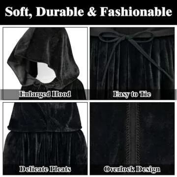 Sarfel Hooded Velvet Cloak Cape for Halloween & Cosplay