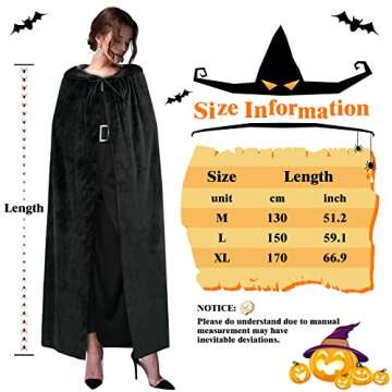 Sarfel Hooded Velvet Cloak Cape for Halloween & Cosplay