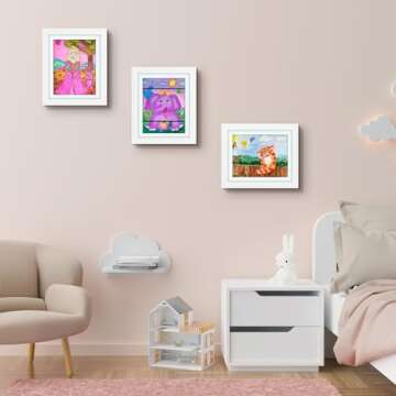 AUEAR Kids Art Frames 10x12.5 Childs Artwork Display Frame- Front Opening Real Glass Display, Horizontal and Vertical for Artworks, Crafts, Photos, Kids Drawings or Notification (White, 2-pack)